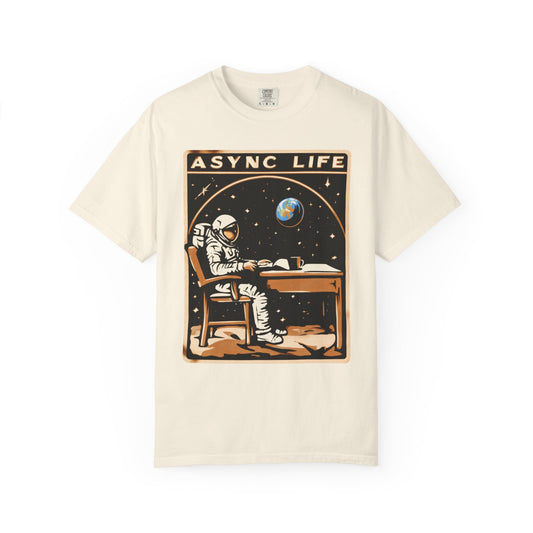 Async Life Astronaut Tee — Developer Space Graphic | Root to Peak