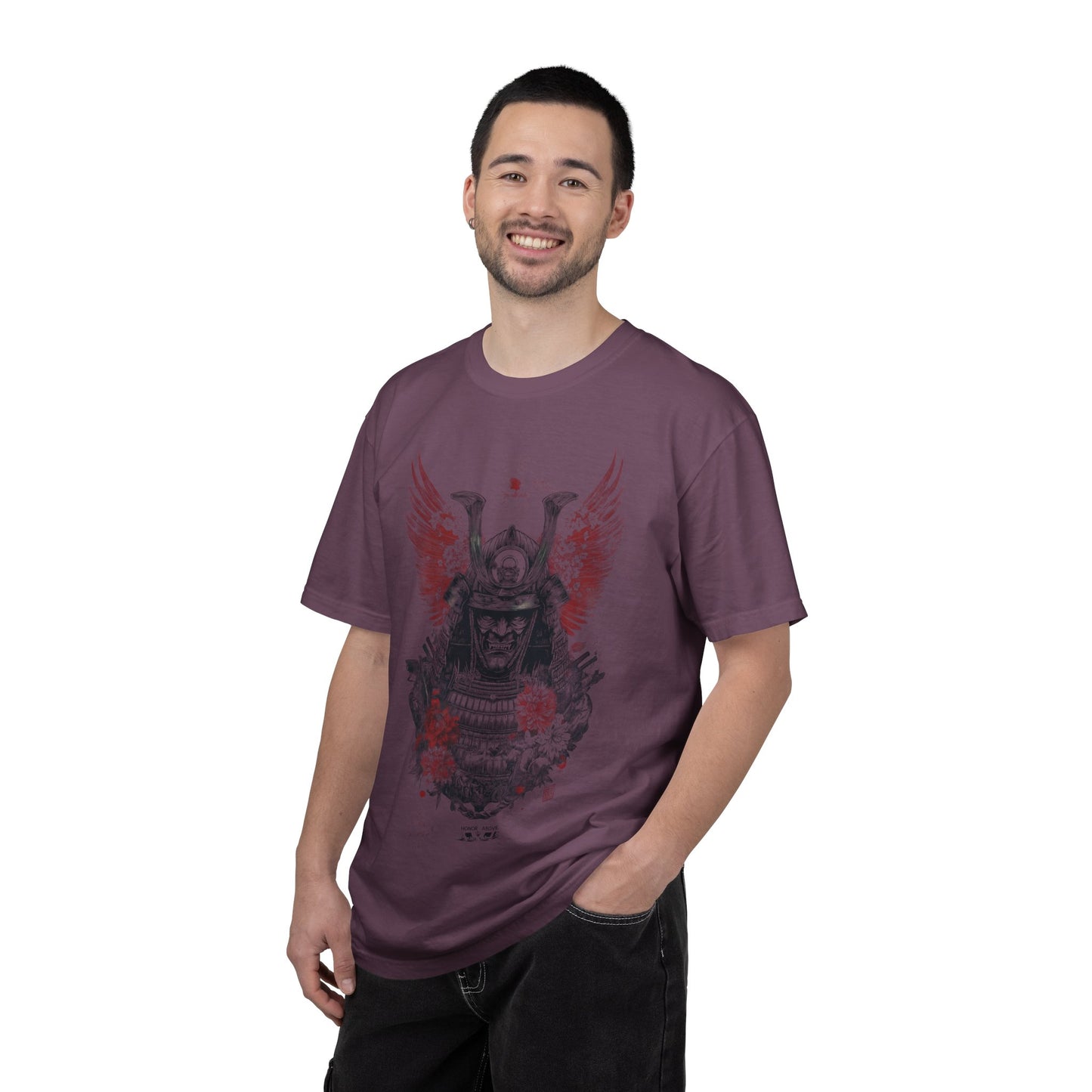 Samurai Helmet Art Tee — Vintage Japanese Warrior Graphic | Root to Peak