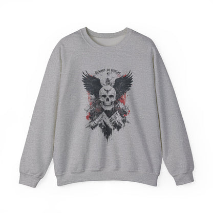 Summit of Nothing Skull Wings Crewneck — Mountain Goth Gift | Root to Peak