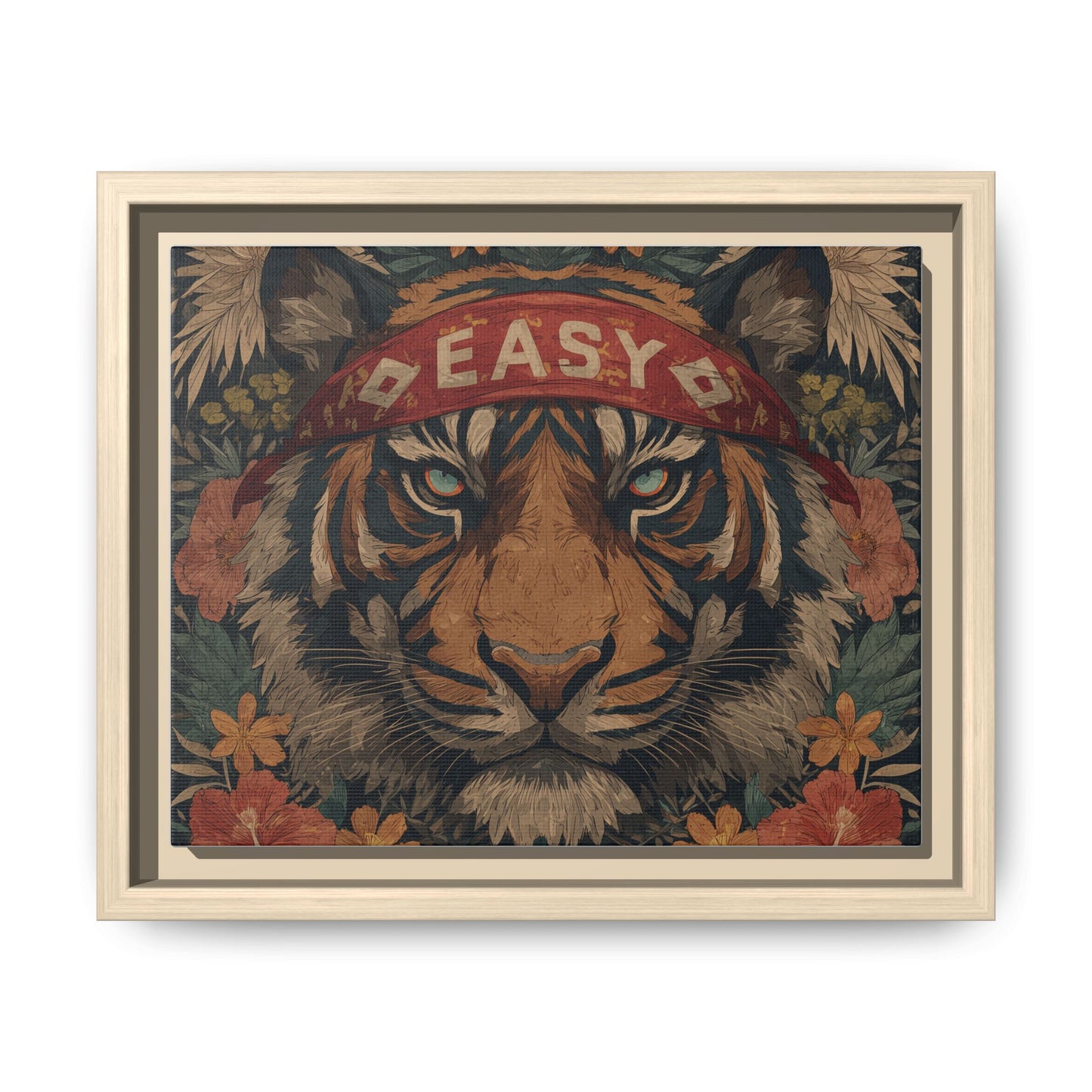 Tiger Easy Portrait Canvas — Vintage Floral Wall Art Gift | Root to Peak