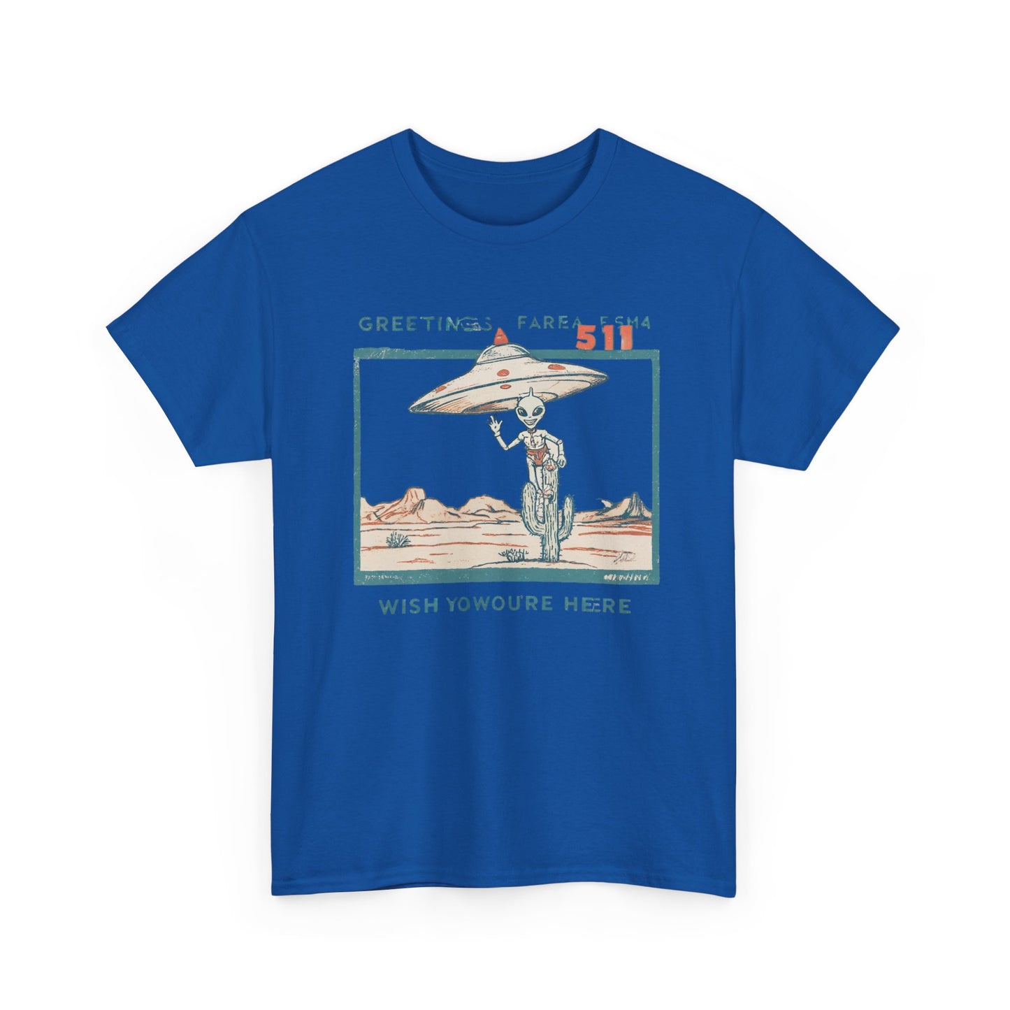 Greetings from Area 51 Tee — Retro Alien Postcard Graphic | Root to Peak
