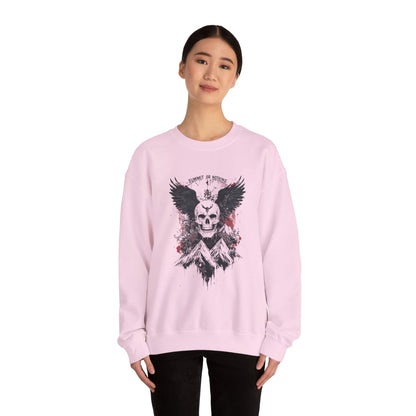 Summit of Nothing Skull Wings Crewneck — Mountain Goth Gift | Root to Peak