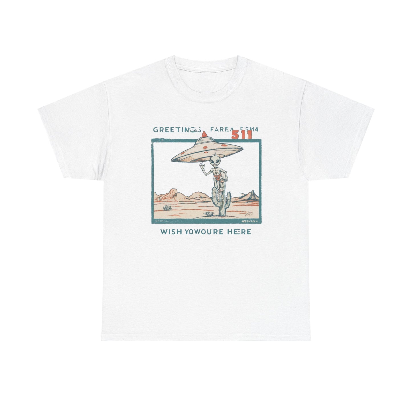 Greetings from Area 51 Tee — Retro Alien Postcard Graphic | Root to Peak