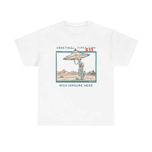 Greetings from Area 51 Tee — Retro Alien Postcard Graphic | Root to Peak