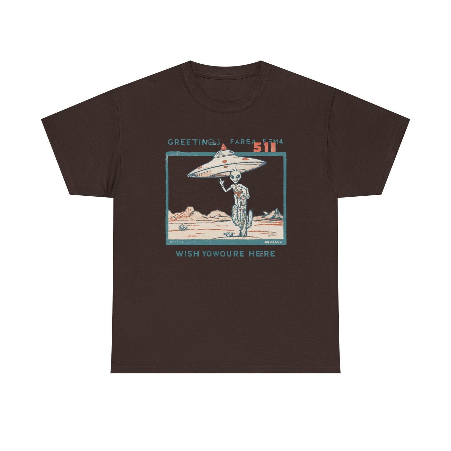 Greetings from Area 51 Tee — Retro Alien Postcard Graphic | Root to Peak