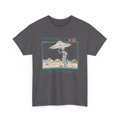 Greetings from Area 51 Tee — Retro Alien Postcard Graphic | Root to Peak
