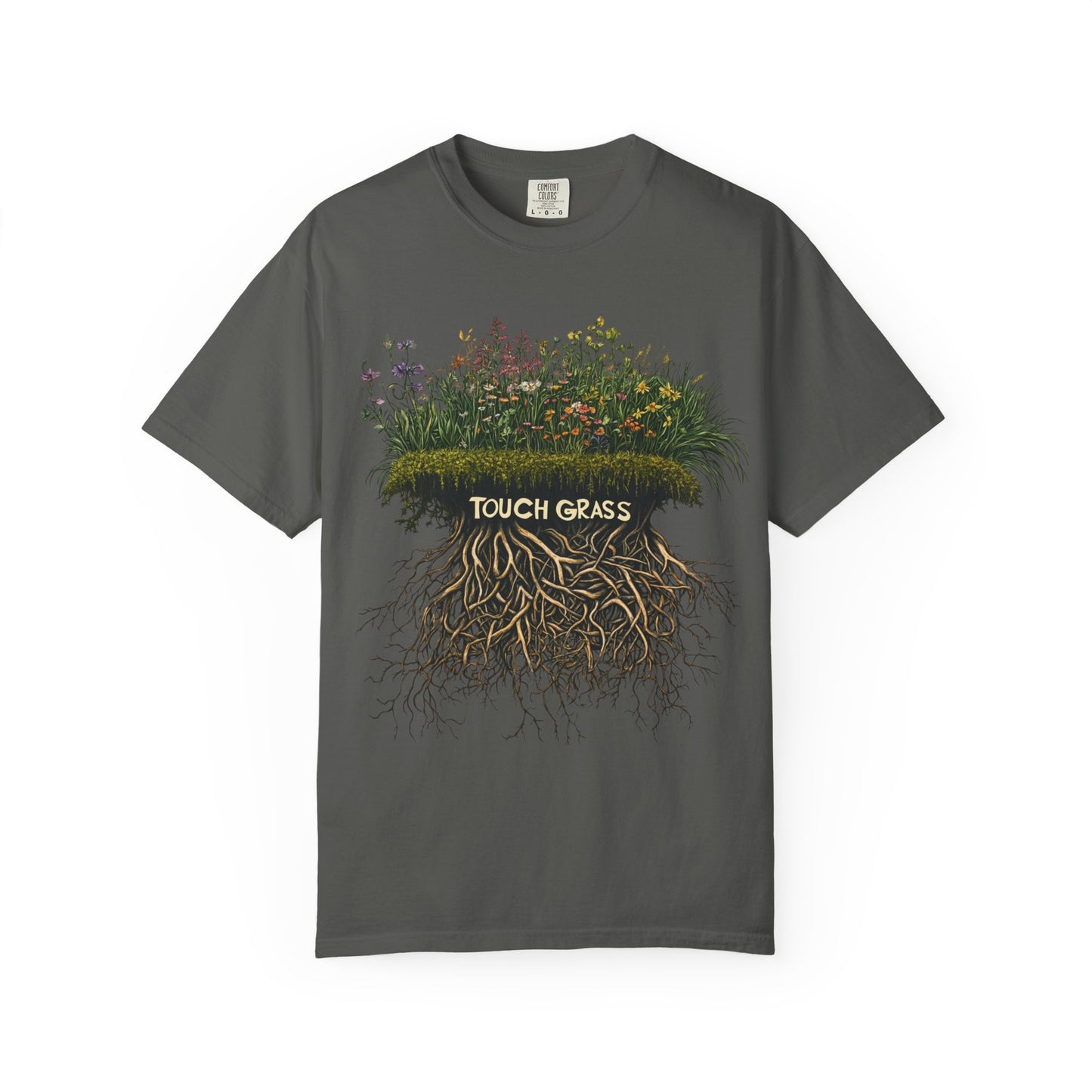 Touch Grass Botanical Tee — Nature Lover Outdoor Graphic | Root to Peak