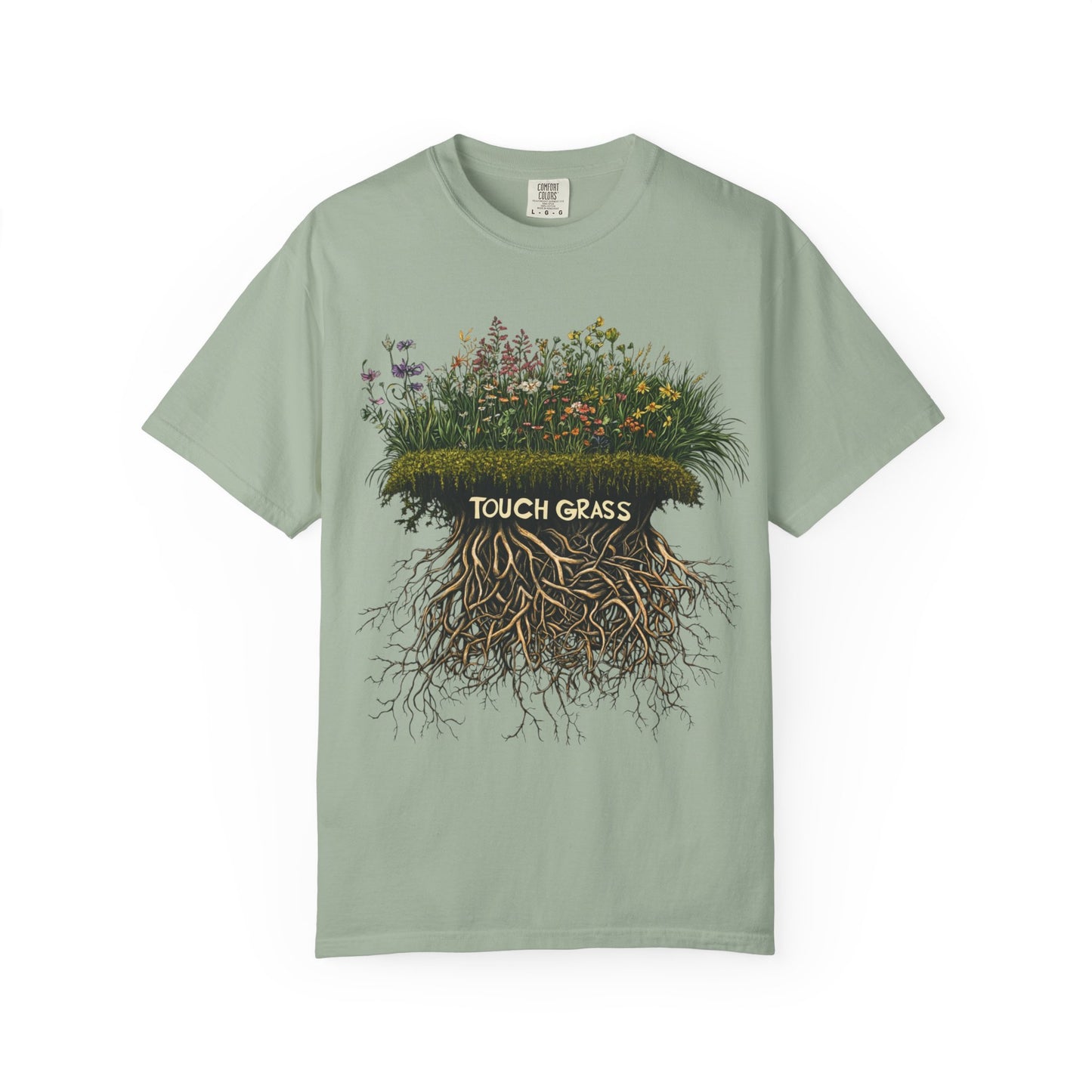 Touch Grass Botanical Tee — Nature Lover Outdoor Graphic | Root to Peak