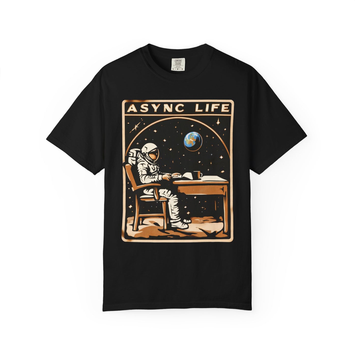 Async Life Astronaut Tee — Developer Space Graphic | Root to Peak