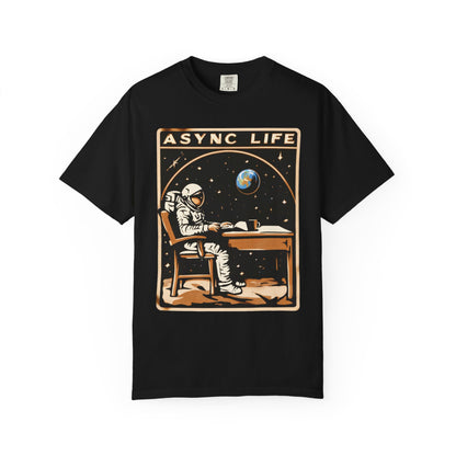Async Life Astronaut Tee — Developer Space Graphic | Root to Peak
