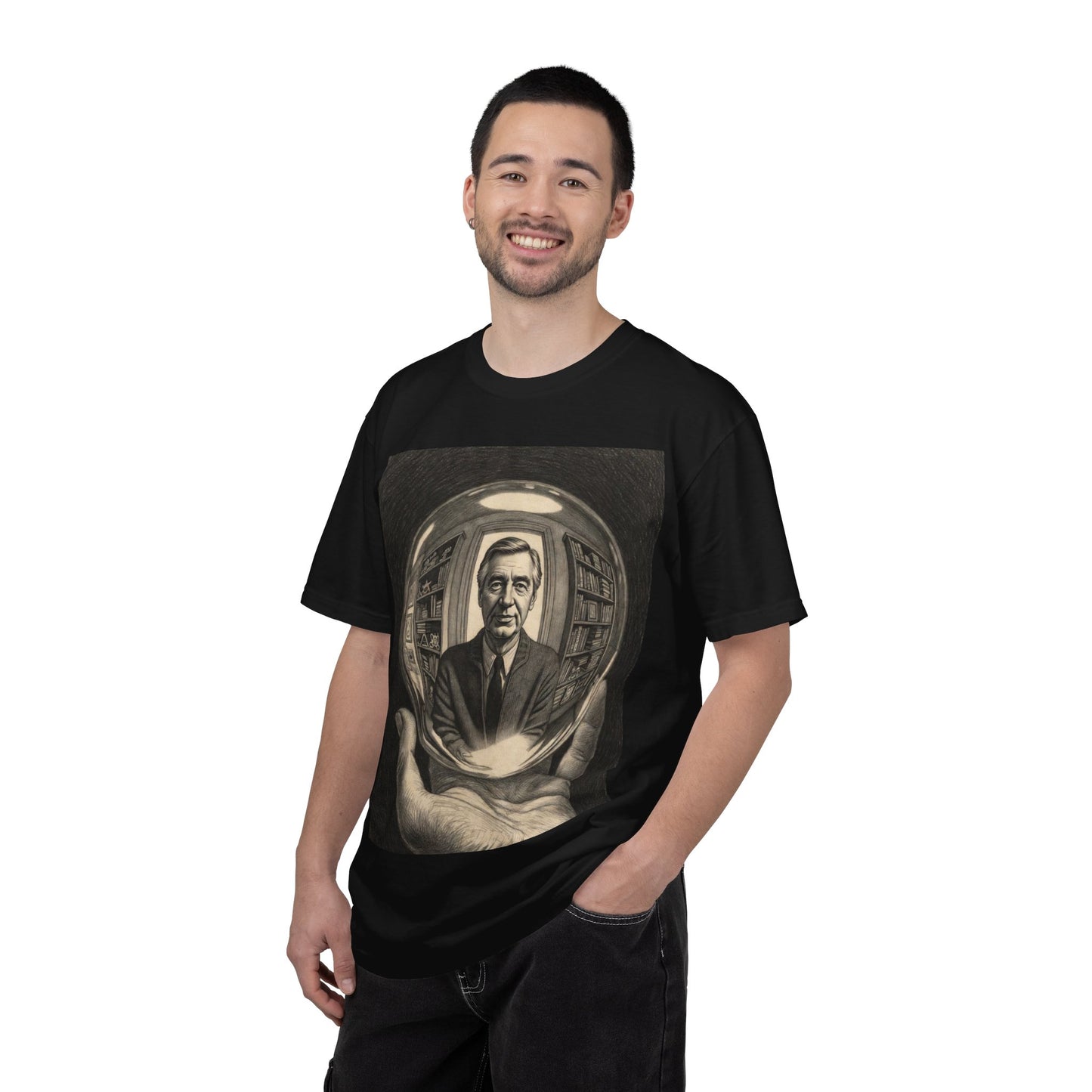 Surreal Sphere Garden Tee — Escher Art Optical Illusion | Root to Peak