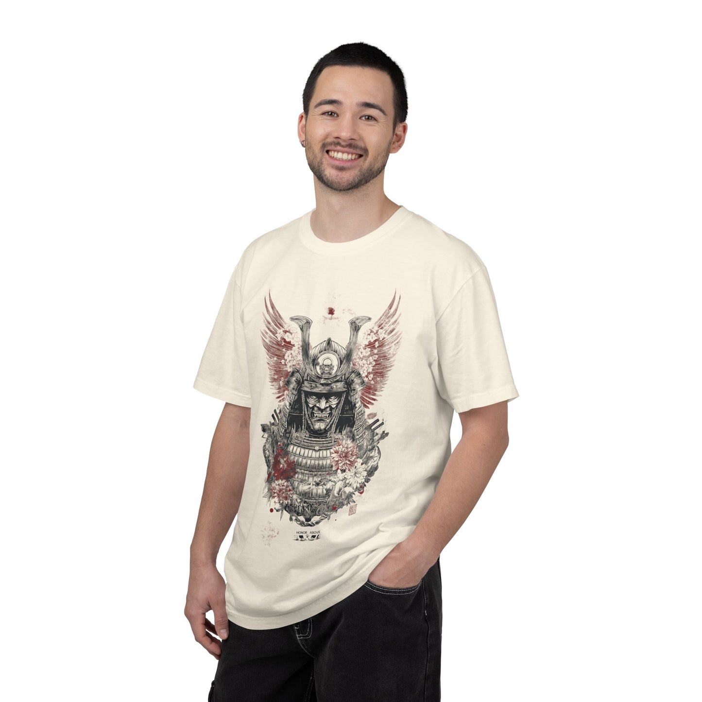 Samurai Helmet Art Tee — Vintage Japanese Warrior Graphic | Root to Peak