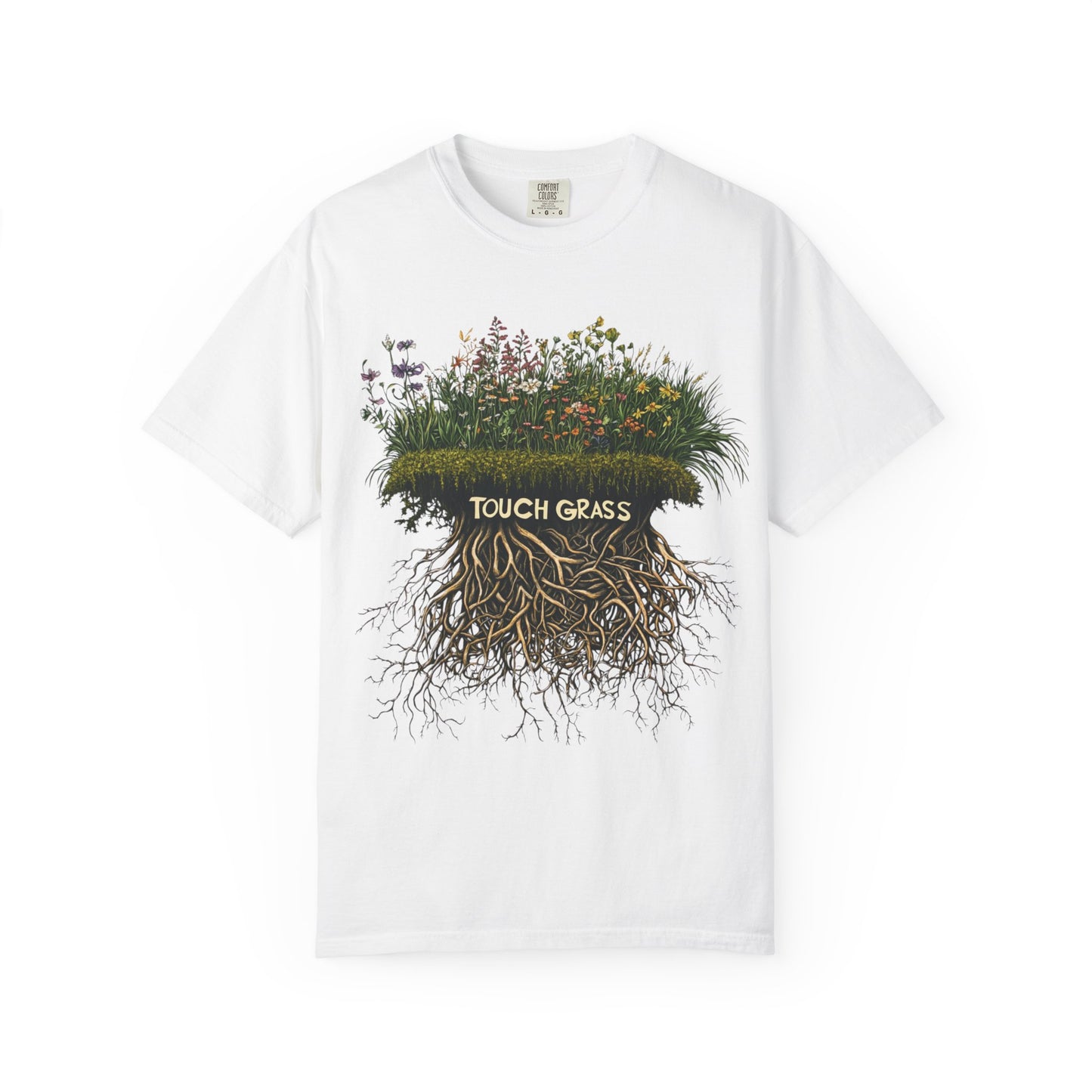 Touch Grass Botanical Tee — Nature Lover Outdoor Graphic | Root to Peak