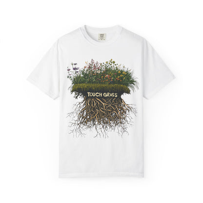 Touch Grass Botanical Tee — Nature Lover Outdoor Graphic | Root to Peak