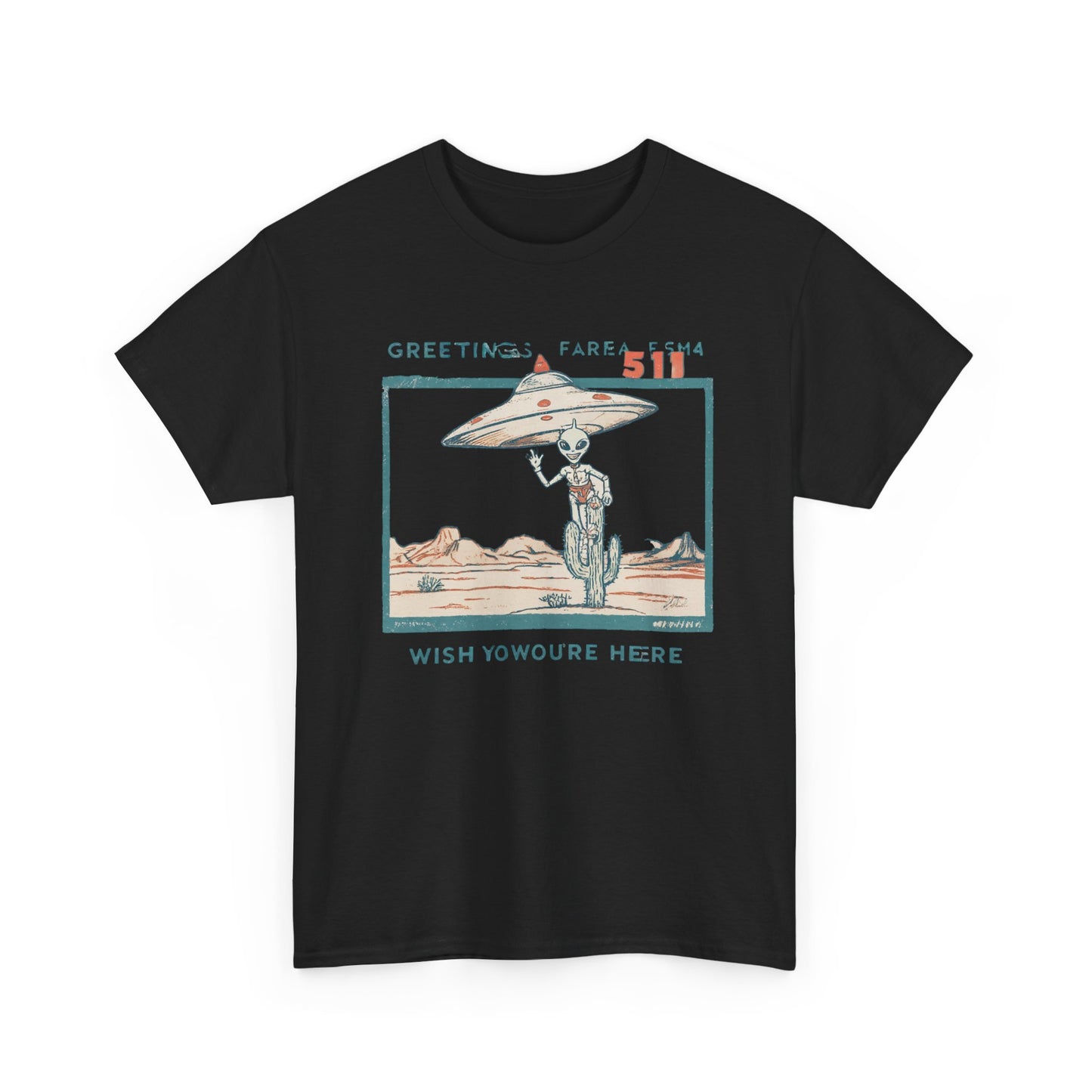 Greetings from Area 51 Tee — Retro Alien Postcard Graphic | Root to Peak