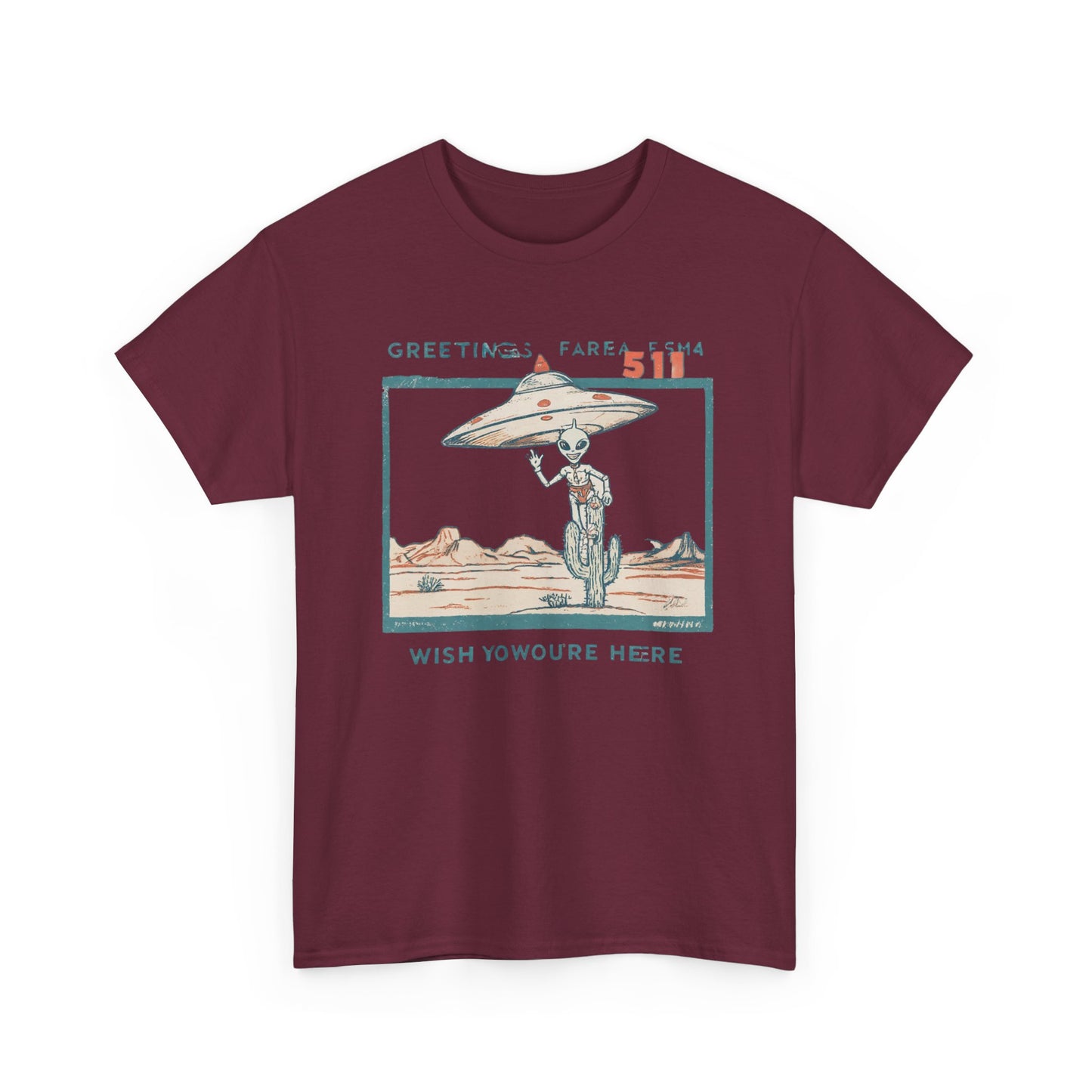 Greetings from Area 51 Tee — Retro Alien Postcard Graphic | Root to Peak