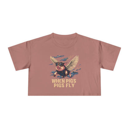When Pigs Fly Crop Top — Vintage Flying Pig Gift | Root to Peak