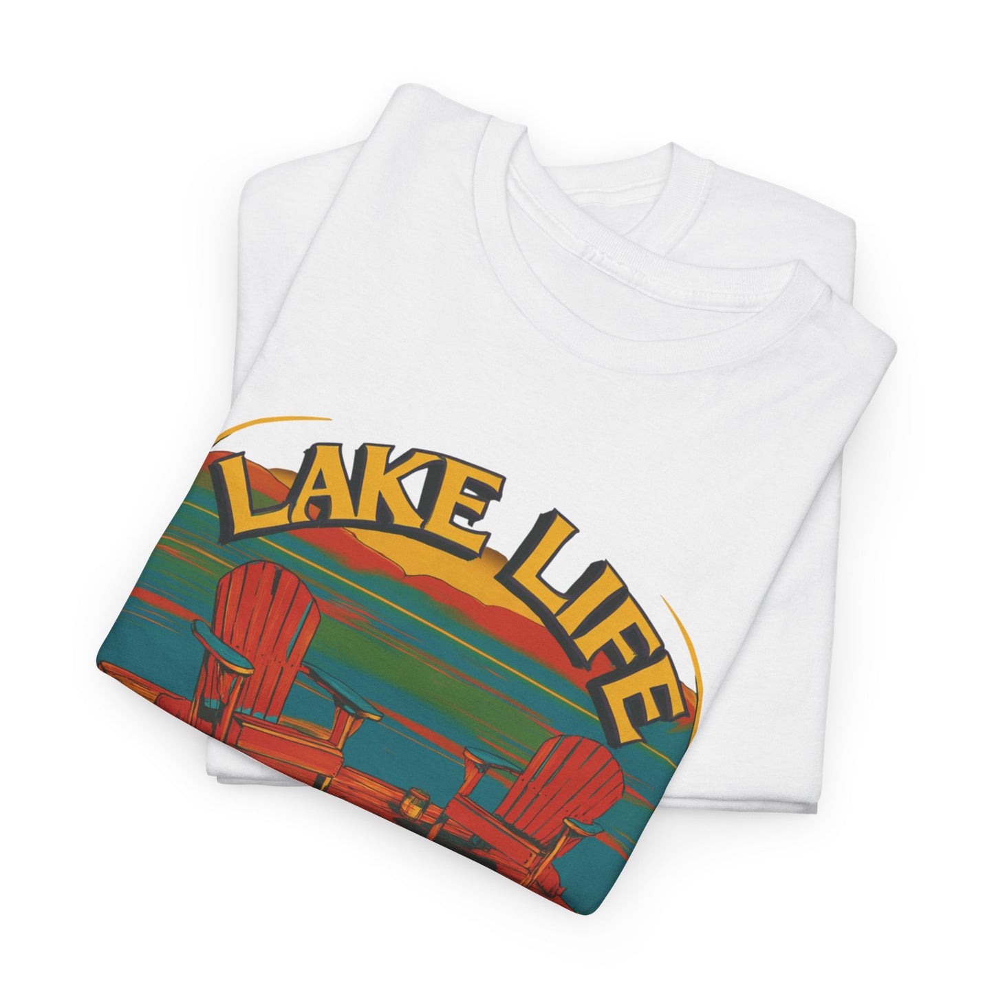 Lake Life Good Vibes Tee — Retro Dock Sunset Outdoor | Root to Peak