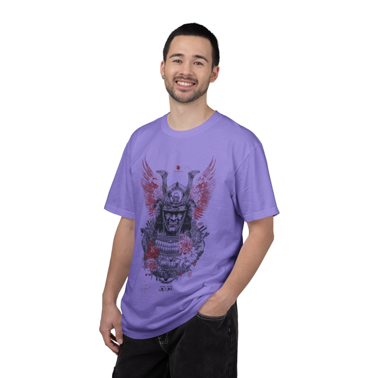 Samurai Helmet Art Tee — Vintage Japanese Warrior Graphic | Root to Peak