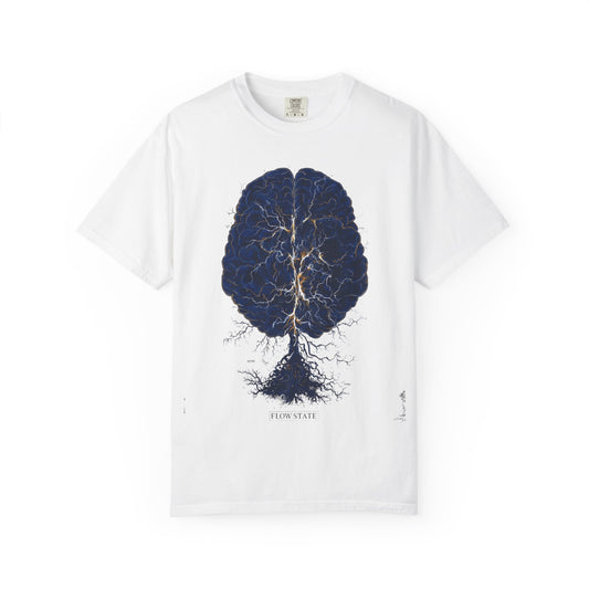 Flow State Brain Tree Tee — Neuroscience Focus Art | Root to Peak