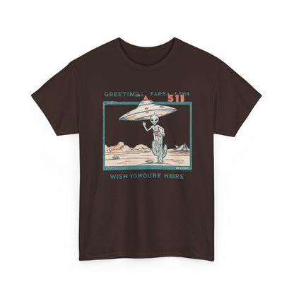 Greetings from Area 51 Tee — Retro Alien Postcard Graphic | Root to Peak