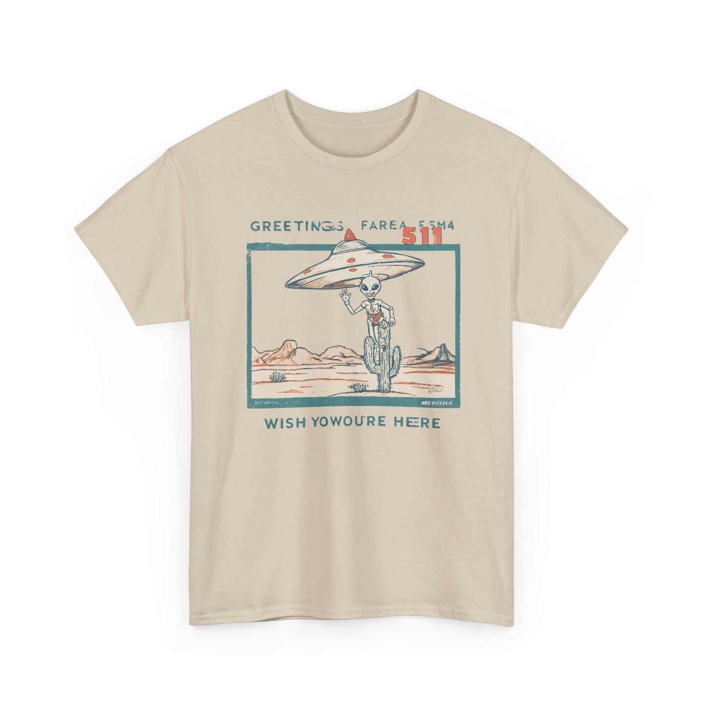 Greetings from Area 51 Tee — Retro Alien Postcard Graphic | Root to Peak