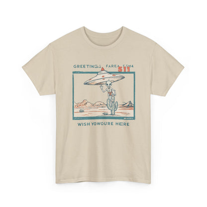 Greetings from Area 51 Tee — Retro Alien Postcard Graphic | Root to Peak
