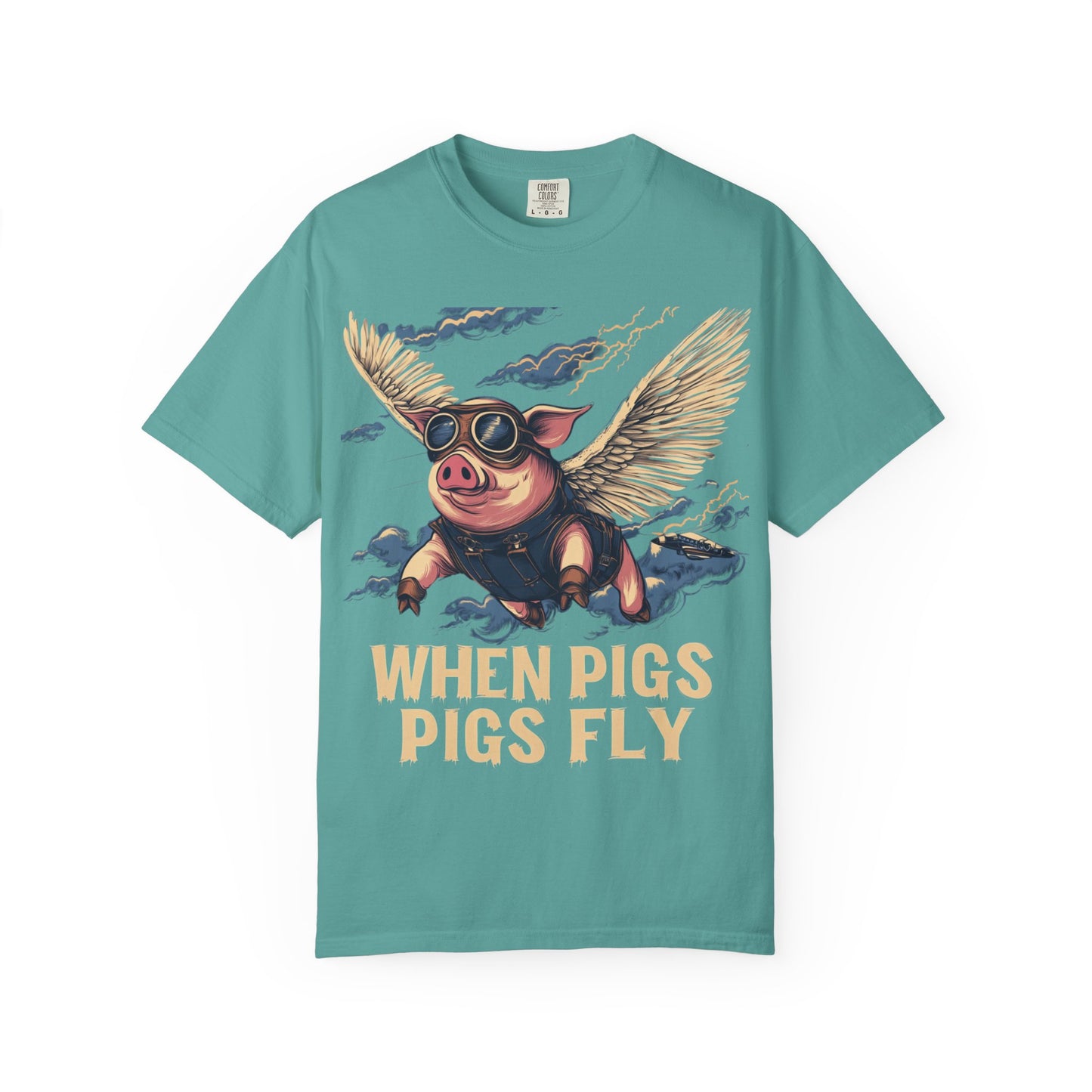 When Pigs Fly Graphic Tee — Vintage Flying Pig Funny Gift | Root to Peak