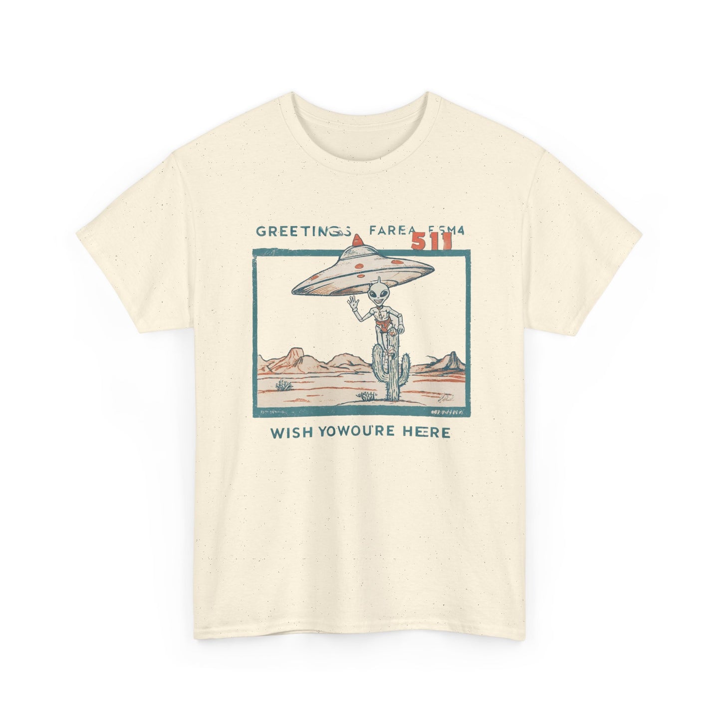 Greetings from Area 51 Tee — Retro Alien Postcard Graphic | Root to Peak