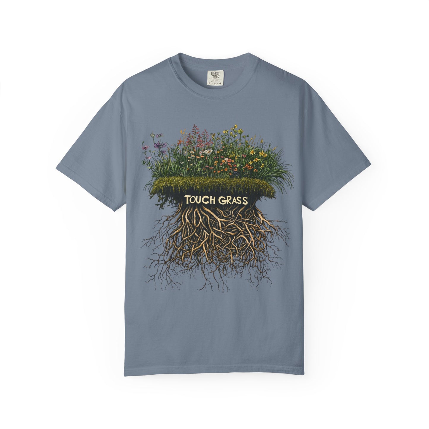 Touch Grass Botanical Tee — Nature Lover Outdoor Graphic | Root to Peak