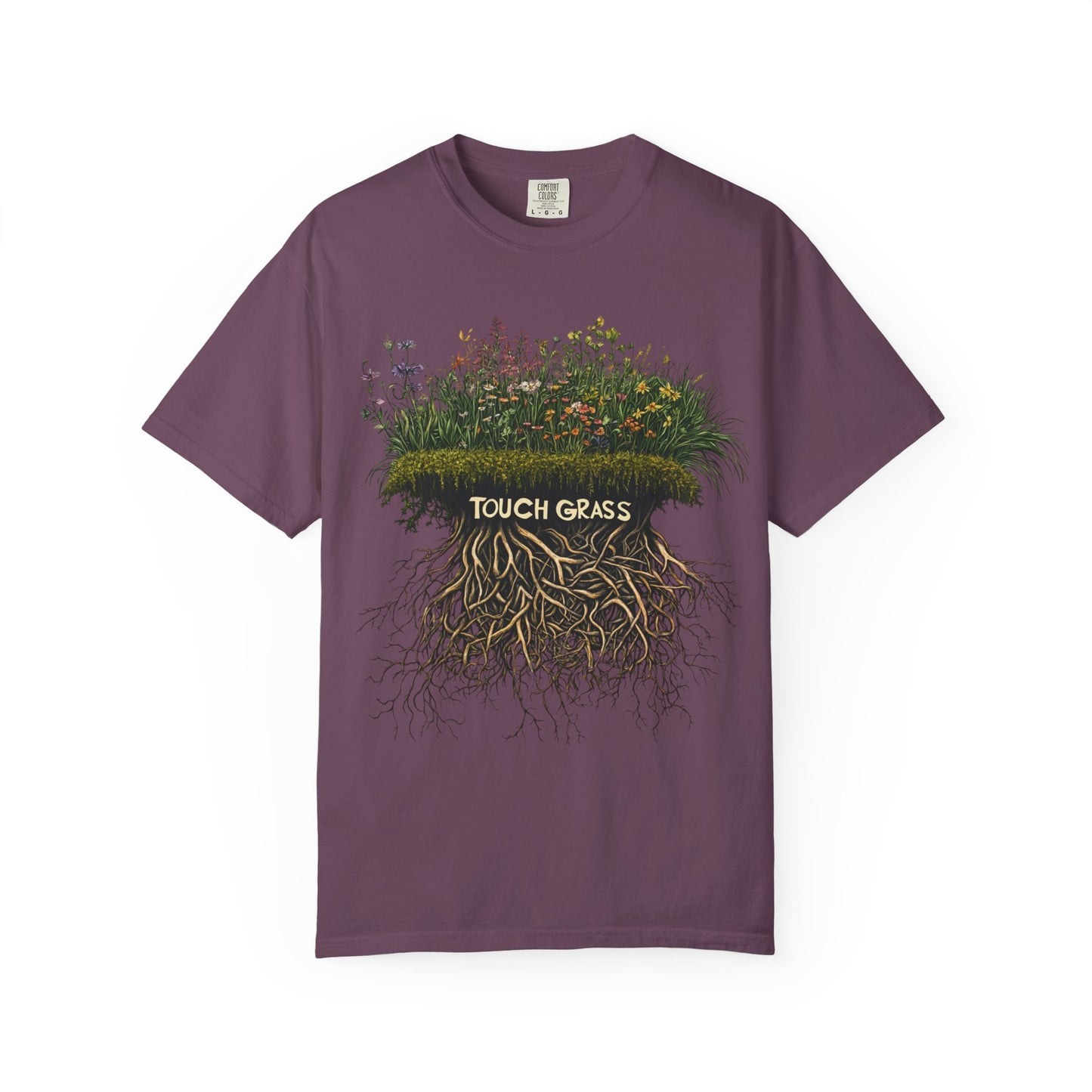 Touch Grass Botanical Tee — Nature Lover Outdoor Graphic | Root to Peak
