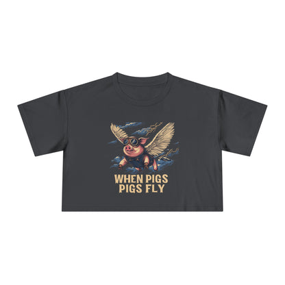 When Pigs Fly Crop Top — Vintage Flying Pig Gift | Root to Peak