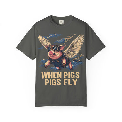 When Pigs Fly Graphic Tee — Vintage Flying Pig Funny Gift | Root to Peak