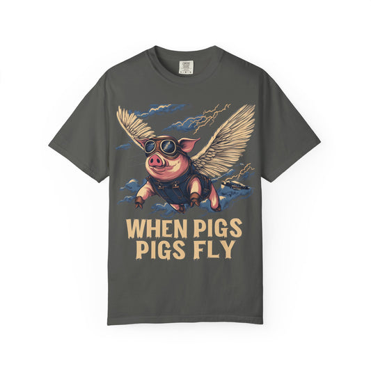 When Pigs Fly Graphic Tee — Vintage Flying Pig Funny Gift | Root to Peak
