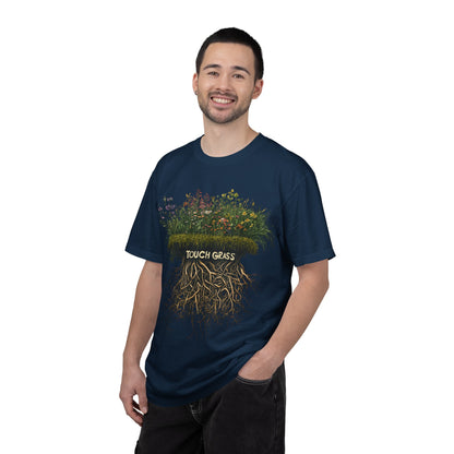 Touch Grass Botanical Tee — Nature Lover Outdoor Graphic | Root to Peak
