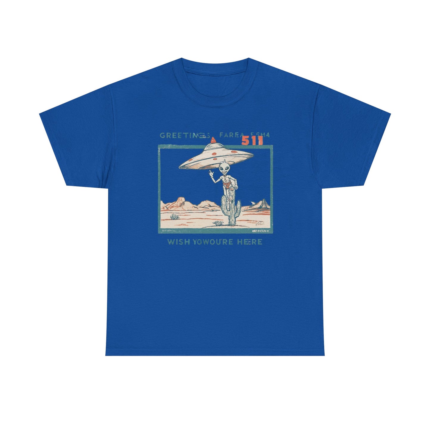 Greetings from Area 51 Tee — Retro Alien Postcard Graphic | Root to Peak