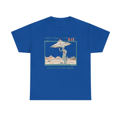 Greetings from Area 51 Tee — Retro Alien Postcard Graphic | Root to Peak