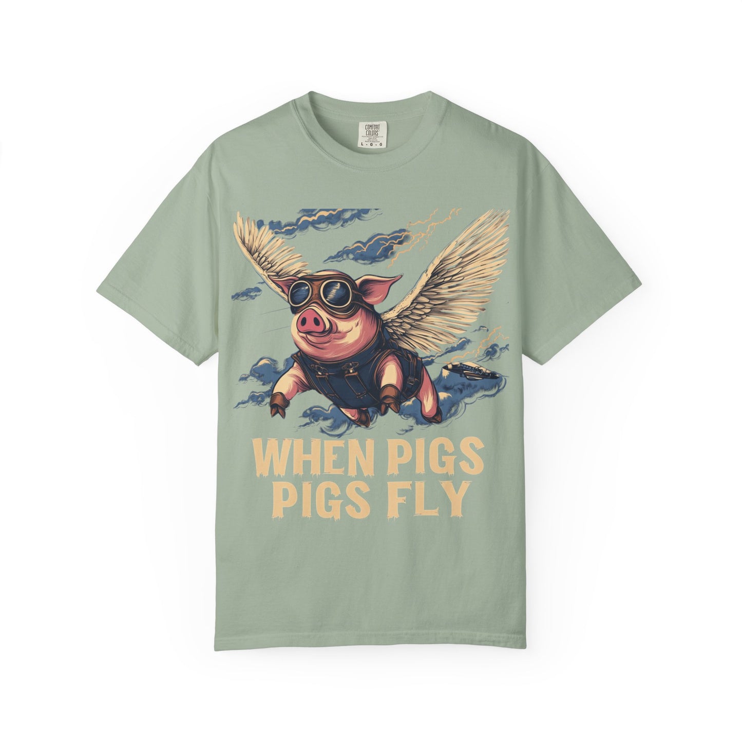 When Pigs Fly Graphic Tee — Vintage Flying Pig Funny Gift | Root to Peak