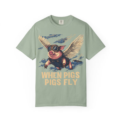 When Pigs Fly Graphic Tee — Vintage Flying Pig Funny Gift | Root to Peak
