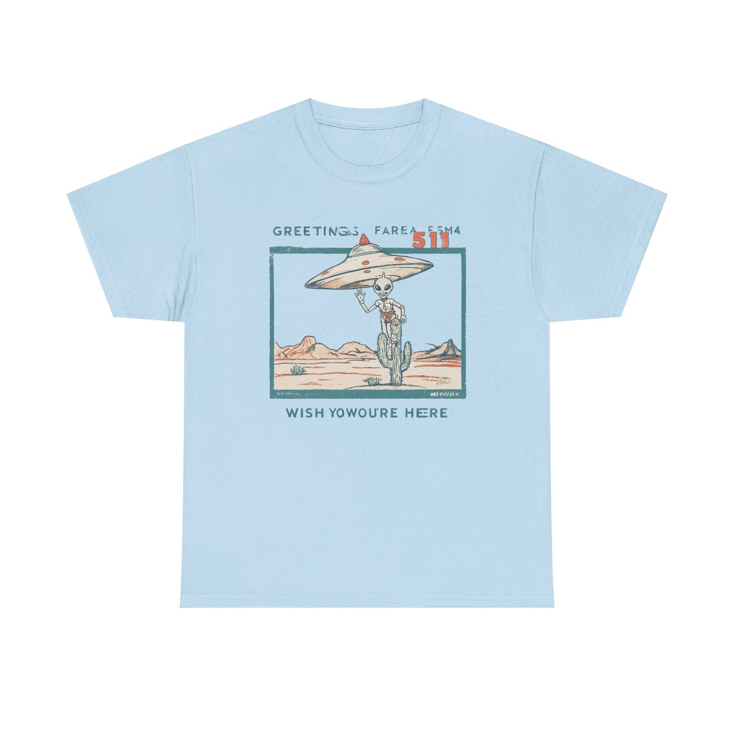 Greetings from Area 51 Tee — Retro Alien Postcard Graphic | Root to Peak