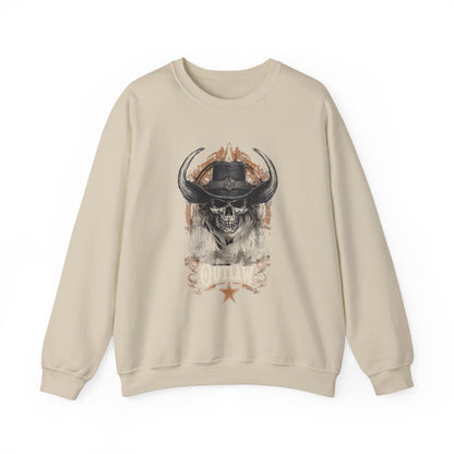 Skull Cowboy Crewneck — Western Gothic Dark Aesthetic Gift | Root to Peak