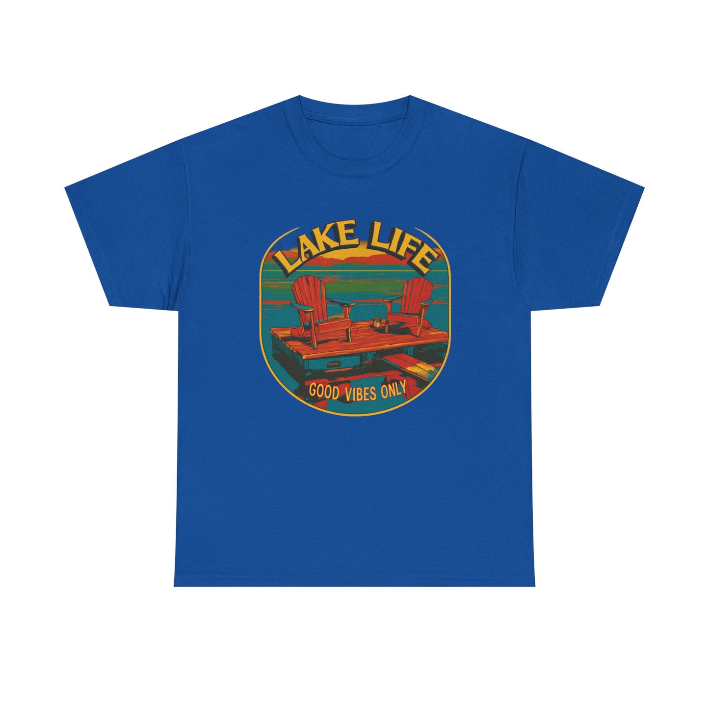 Lake Life Good Vibes Tee — Retro Dock Sunset Outdoor | Root to Peak
