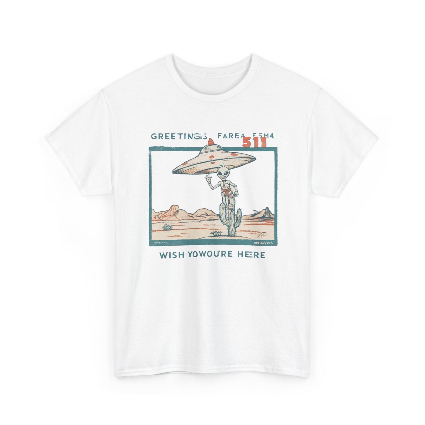 Greetings from Area 51 Tee — Retro Alien Postcard Graphic | Root to Peak