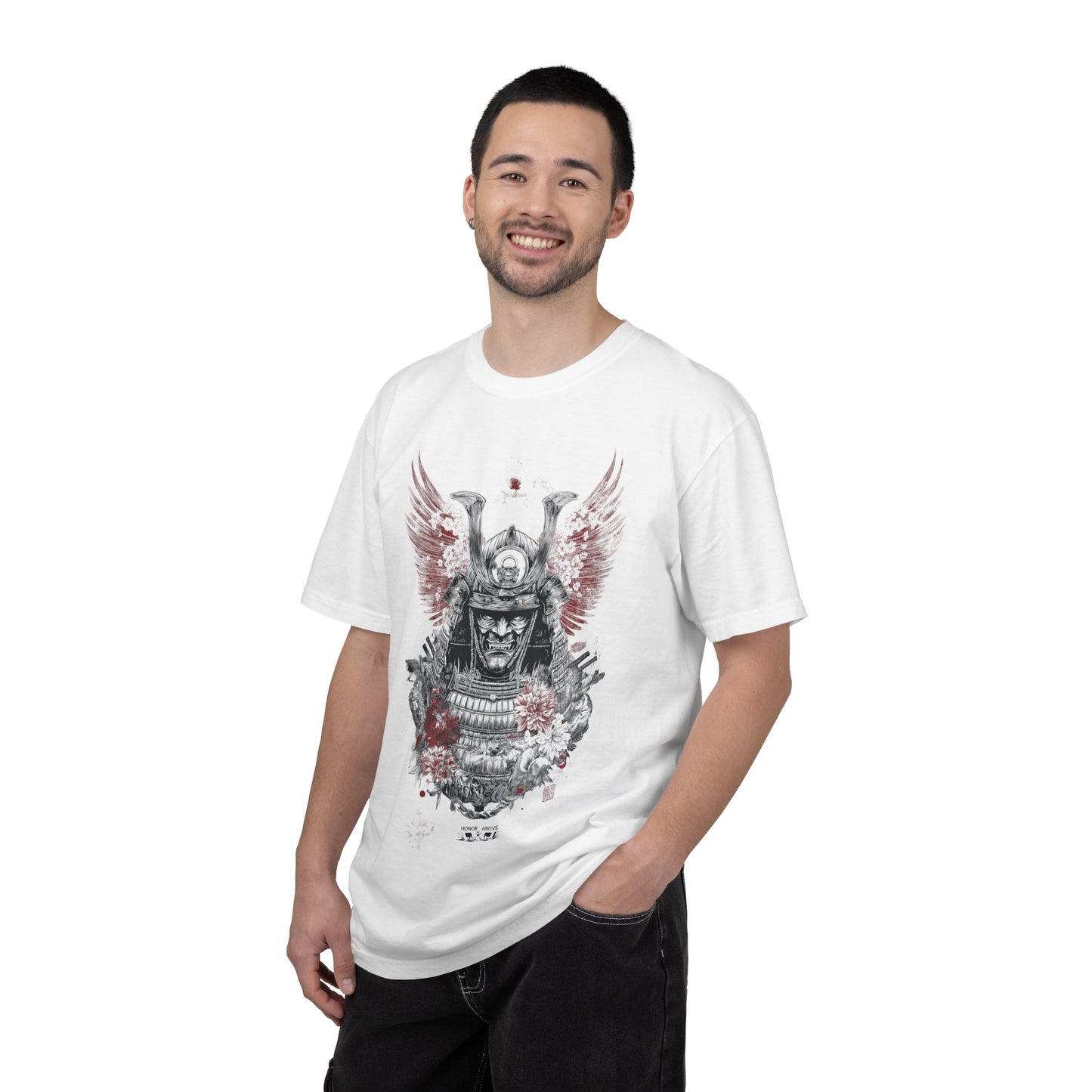 Samurai Helmet Art Tee — Vintage Japanese Warrior Graphic | Root to Peak