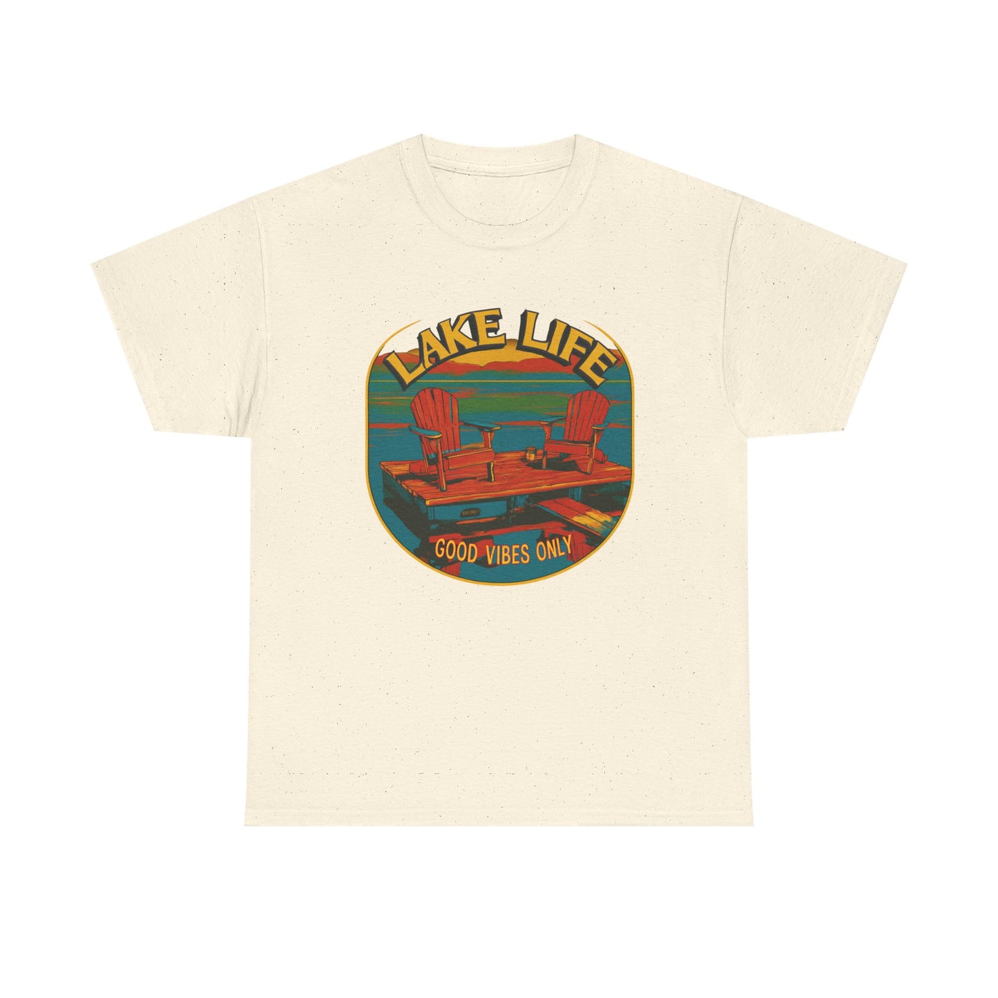 Lake Life Good Vibes Tee — Retro Dock Sunset Outdoor | Root to Peak