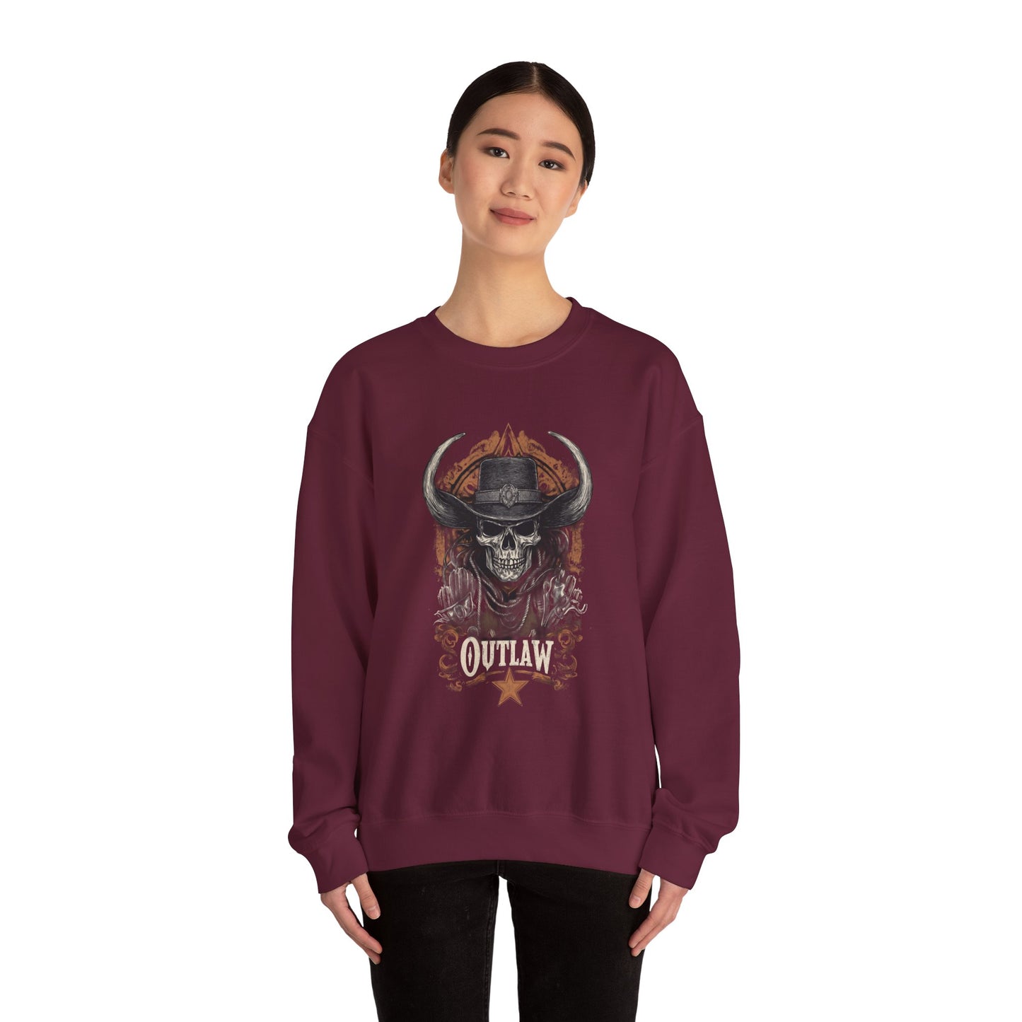 Skull Cowboy Crewneck — Western Gothic Dark Aesthetic Gift | Root to Peak