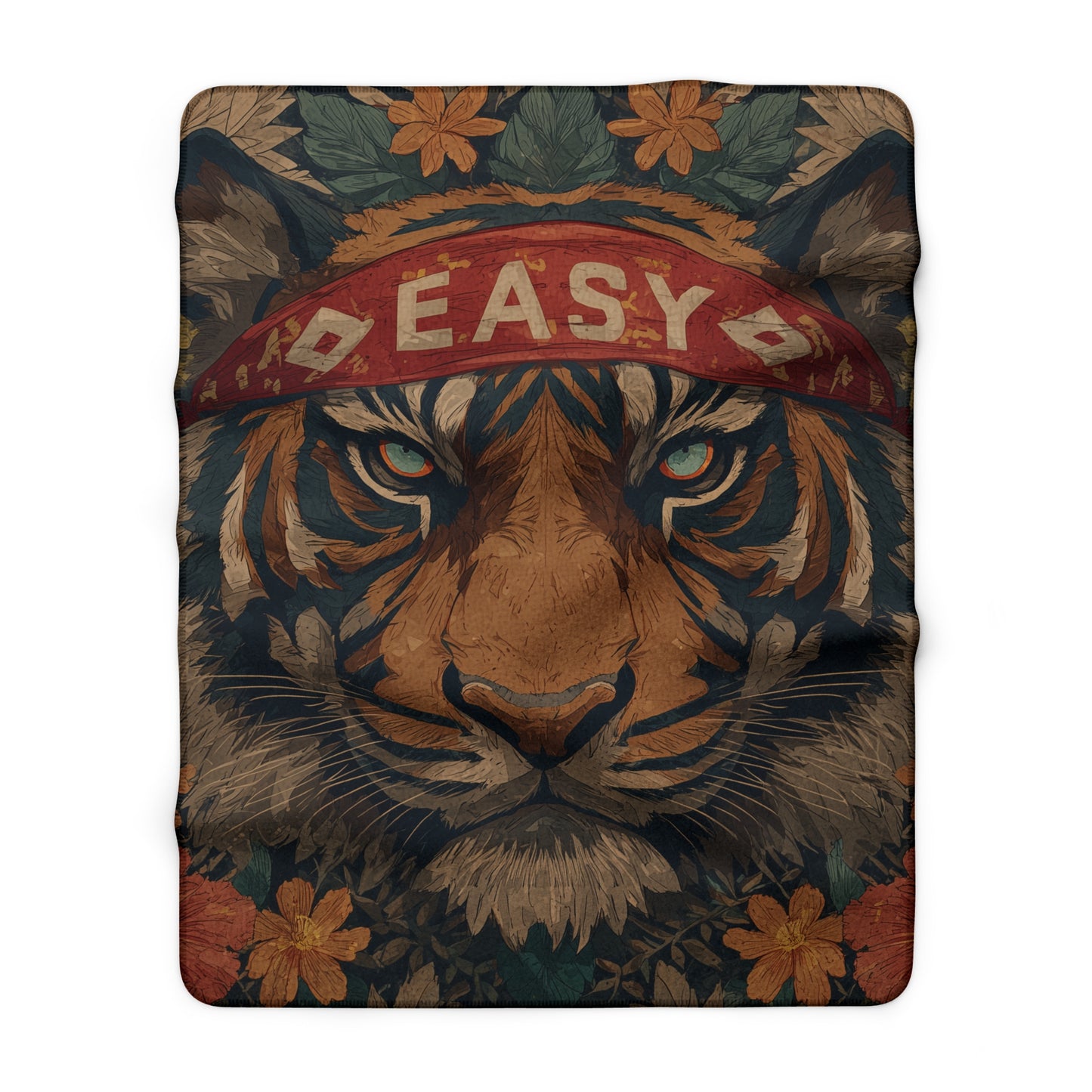 Tiger Easy Sherpa Blanket — Retro Floral Fleece Throw Gift | Root to Peak