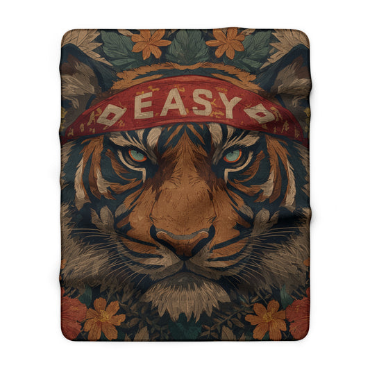 Tiger Easy Sherpa Blanket — Retro Floral Fleece Throw Gift | Root to Peak