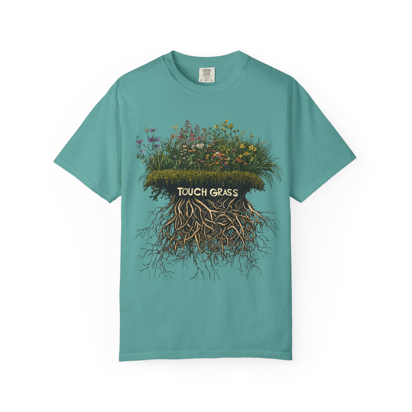 Touch Grass Botanical Tee — Nature Lover Outdoor Graphic | Root to Peak