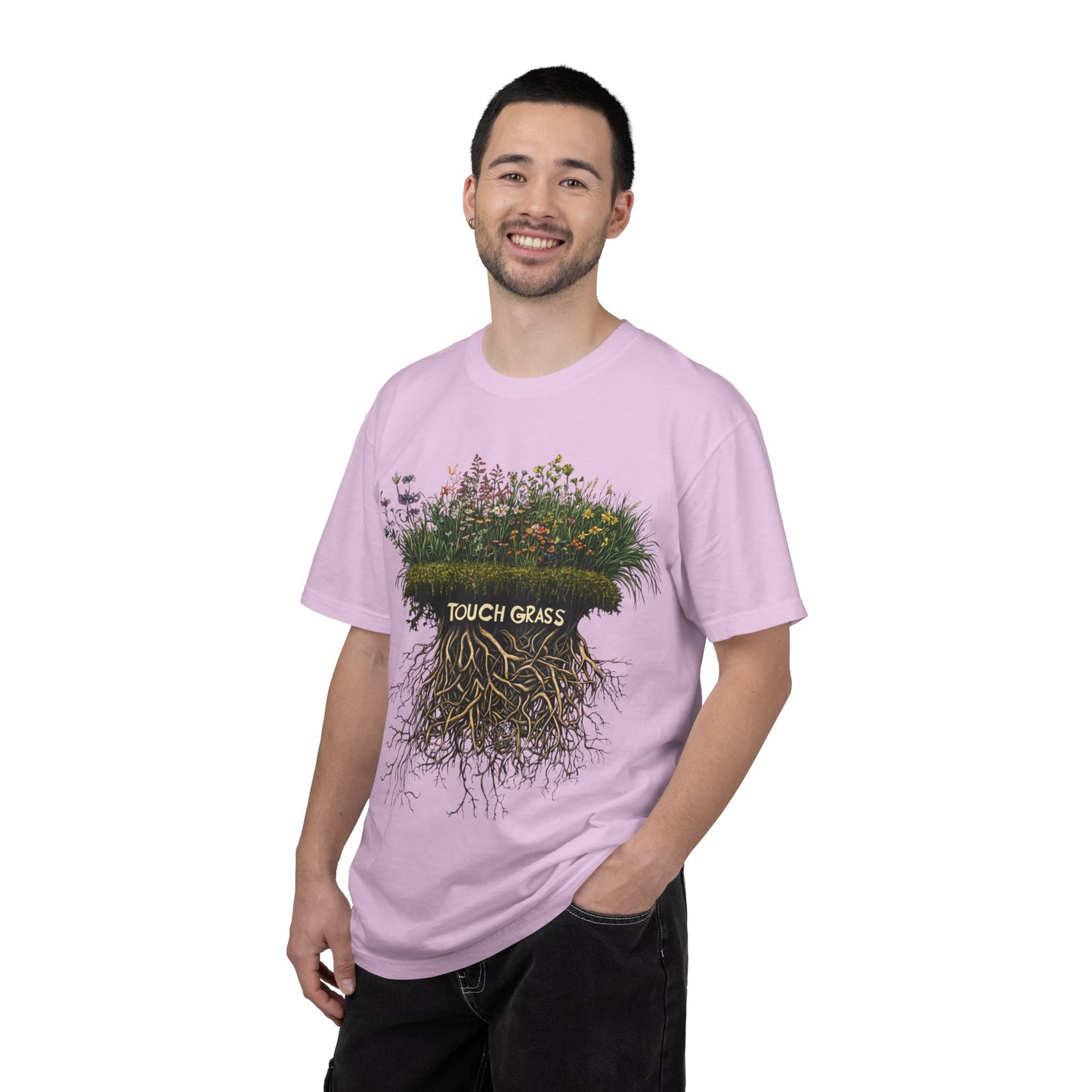 Touch Grass Botanical Tee — Nature Lover Outdoor Graphic | Root to Peak